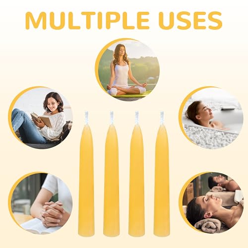 20 Min Beeswax Meditation Candles – 50 Pack, Includes Mini Candle Holder & 12 Wax Dots, Slow Burn, Natural Unscented, Yoga Prayer Mindfulness & Relaxation - color: Beeswax, size: 50 Pack