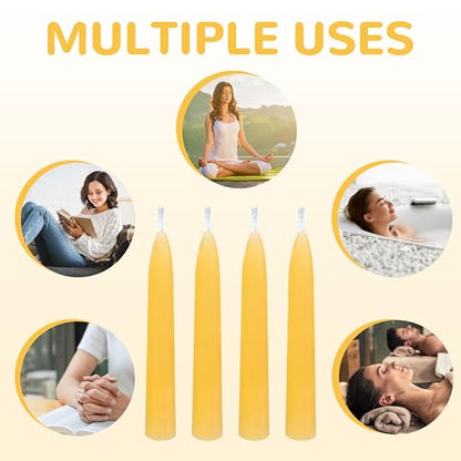 20 Min Beeswax Meditation Candles – 50 Pack, Includes Mini Candle Holder & 12 Wax Dots, Slow Burn, Natural Unscented, Yoga Prayer Mindfulness & Relaxation - color: Beeswax, size: 50 Pack