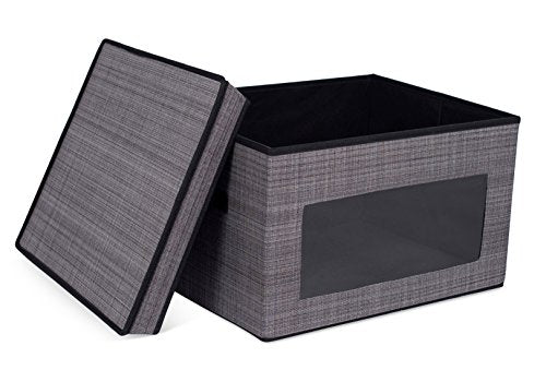 Internet's Best Storage Box with Window - Durable Storage Bin Basket Containers with Lids and Handles - Clothes Nursery Toys Organizer - Grey - color: Grey