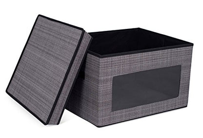 Internet's Best Storage Box with Window - Durable Storage Bin Basket Containers with Lids and Handles - Clothes Nursery Toys Organizer - Grey - color: Grey