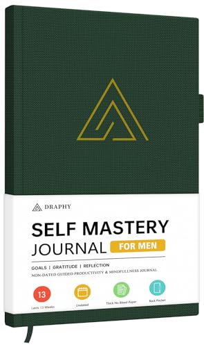 Self-Mastery Journal for Men - Gratitude and Productivity Journal for More Happiness, Positivity, Growth, Mindfulness, Self Care and Reflection - Guided Inspirational Journals for Men & Women - color: Earth Green
