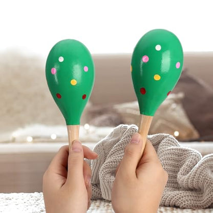 2 Pcs Maracas, 9 Inch Hand Percussion Rattles, Wooden Rumba Shaker Hand Musical Instruments with Clear Rhythm for Music Learning (Green-9 Inch) - color: Green-9 Inch