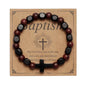 MILAKOO Wooden Bracelet with Black Stainless Steel Cross Charms Bead Christian Gifts for Women Men - color: B3