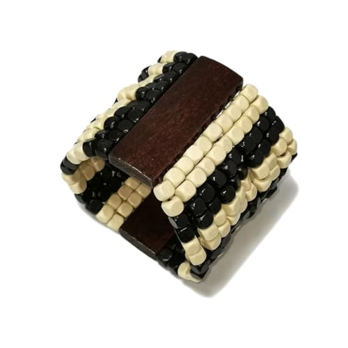 Stretch Wooden Beads Cuff Bracelets Multi Layered Natural Wood Beads Chunky Bangle Wooden Handmade Wide Bracelets Bohemia Jewelry for Women Men - color: C