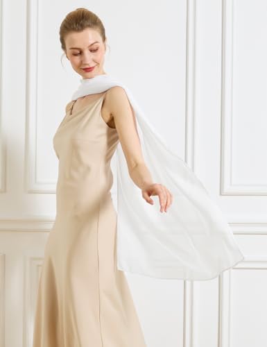 Chiffon Cape Shawl Wrap Scarf 3 Ways to Wear Elegant Sheer Capelet for Evening Dresses Weddings Parties - color: Ivory