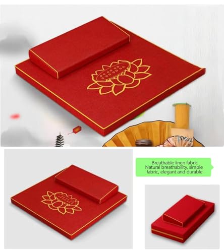 Meditation Mats, Futons, Household Folding, Thickened Fabrics, Coconut Palm, Kneeling Mat(Size:60x60cm(24x24inch),Color:Red) ﻿ - color: Red, size: 60x60cm(24x24inch)
