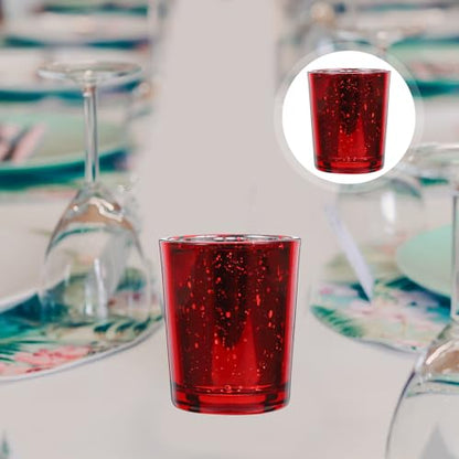 VOSAREA 2pcs Tea Light Candle Holders Red Altar Holders Home Decor Centerpiece