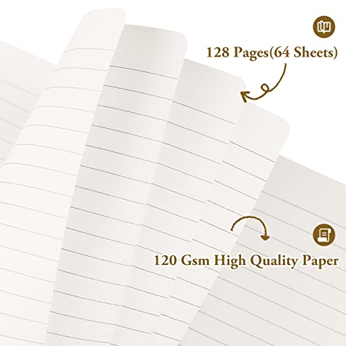 Huhuhero Lined Notebook Journal, 120Gsm Premium Thick Paper with Hardcover Faux Leather Notebook for Work School Note Taking, Office College Supplies 5.25"×8.25"(1, Navy Blue) - color: Navy Blue