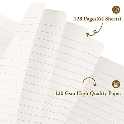 Huhuhero Lined Notebook Journal, 120Gsm Premium Thick Paper with Hardcover Faux Leather Notebook for Work School Note Taking, Office College Supplies 5.25"×8.25"(1, Navy Blue) - color: Navy Blue