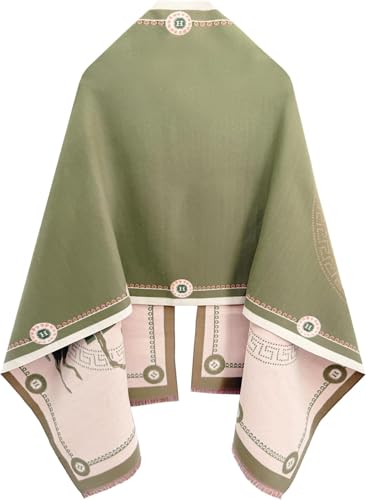 Women's Reversible Pashmina Shawl Wrap for Women Big Scarf Holiday Gifts - color: 04-green-orange-white