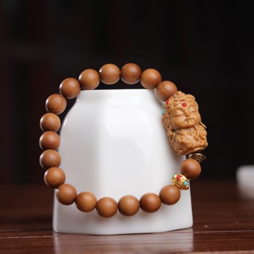 Zen Dear Unisex Teak Wood Prayer Beads Buddha Buddhist Beads Japa Mala Necklace Bracelet Bead - style: 8mm x 18 beads+GuanYin