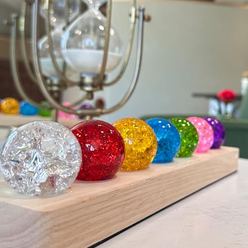 7-Color Crystal Ice Crackle Ball with Rectangle LED Light Base – Healing Energy Sphere for Home Decor, Meditation, Night Light, Gift for Reiki, Feng Shui & Chakra Therapy (Rectangle) - style: Rectangle