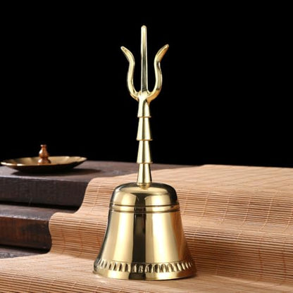 ibasenice Hand Held Ringing Bell 7.48 Inch Copper Meditation Bell for Home Temple Ancestral Halls with Comfortable Handle for Spiritual and Ceremonial Use