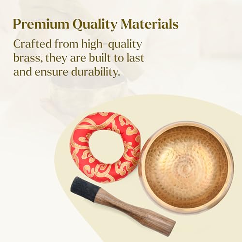 Tibetan Singing Bowl Set-Authentic Cuencos Tibetanos for Sound Healing, Meditation & Chakra Balancing - Includes Cushion, Mallet-Unique Spiritual Gifts for Women and Men (5.2 Inch Bowl) - size: 5.2 Inch Bowl