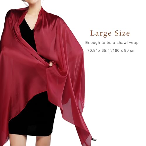RIIQIICHY Women Shawls and Wraps for Evening Dresses Like Chiffon Silk Scarf Formal Silky Pashmina Shawls for Weddings - color: Burgundy
