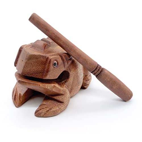 BSIRI 4" Frog Guiro Rasp - Small Instrument Musical Wooden Percussion Wood Block Instrument of Frog Noise Maker and Cool Music Gifts Ideas Funny Weird Instruments for Adults Made from Nature Wood - size: 4 Inches Size