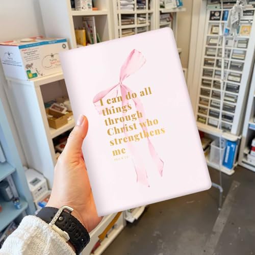 Preppy Bow Lined Journal Notebook for Women Men, 200 Pages A5 Hardcover Leather Journals for Writing & Note Taking, Bible Verse College Ruled Notebook Diary Notepad, Christian Gifts - color: Multi 1302