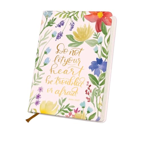 Inspirational Bible Verse Lined Journal Notebook for Women Men, 200 Pages A5 Hardcover Leather Journals for Writing & Note Taking, Floral Christian College Ruled Notebook Diary Notepad, 5.8"×8.3" - color: Multi 1308