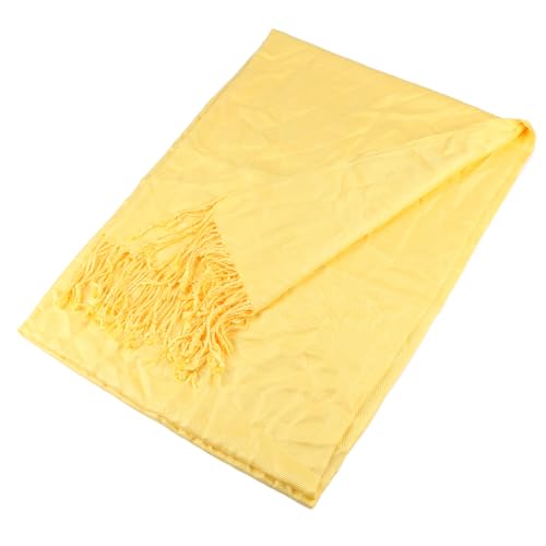 TZ Promise Women Pashmina Shawls and Wraps for Evening Dresses,Soft Large Long Scarf for Wedding,Bride Bridesmaid Gifts - color: Yellow