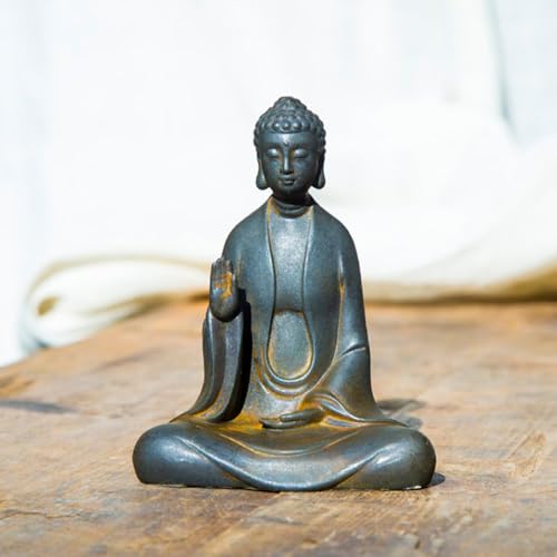 Faceless Buddha Statue - Solid Cast Iron Buddha Figurine, Indoor/Outdoor Zen Decor for Meditation & Spiritual Room - style: Fearless