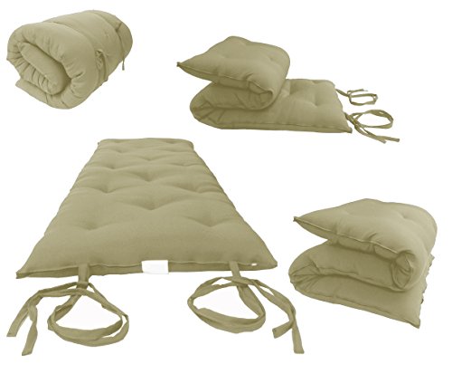 D&D Futon Furniture Traditional Japanese Floor Futon Mattresses, Foldable Cushion Mats, Yoga, Meditaion Single Size 3" Thick X 27" Wide X 80" Long (Tan) - color: Tan