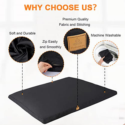 Zabuton Meditation Mat (36"×28"×2") Luxurious Meditation Cushion for Kneeling Sitting Large Floor Pillow Zafu/Bench-Washable Cotton Cover 100% Organic Cotton Filling (Black) - color: Black