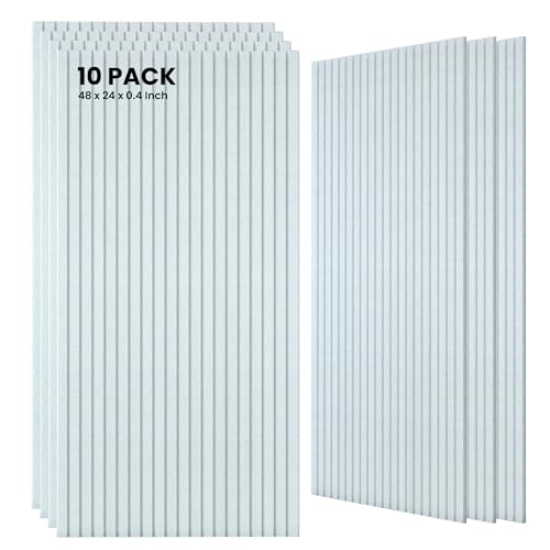 10 Pack Large Acoustic Panels, 47.2 x 23.6 x 0.35 Inch Sound Proof Foam Panels for Walls，Premium Noise Dampening Panels,Sound Panels for Media Room, Office and Studio,White - color: White, size: 10 pcs - 47.2'' * 23.6''