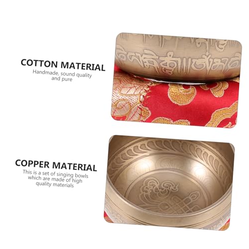 Handmade Singing Bowl Set Meditation Tool with Mallet and Gasket for Yoga Relaxation Music Therapy Portable Lightweight Sound Bowl for Mindfulness and Chakra Healing