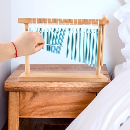 EASTROCK 20 Note Chime Table Wind Chime Bar Percussion Instrument Single Row Chime Hand Chimes Relaxing Meditation Healing Sound Desktop Decoration (Blue) - color: Blue