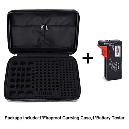 DocSafe Fireproof Battery Organizer Storage Box,Fireproof Waterproof Carrying Case Bag Holder,Safe Storage Holds 200+ Batteries AA AAA C D 9V, with Battery Tester BT-168 (Not Includes Batteries)