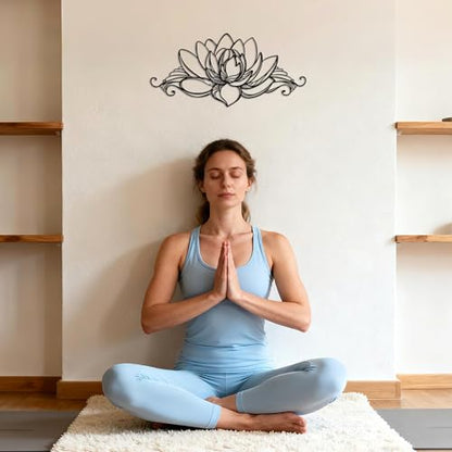 YATEASLU Lotus Wall Art, Zen Wall Decor with Mandala Design, Metal Lotus Flower Spiritual Decor for Home, Measuring Ideal for Yoga Meditation, A Gift for Yoga Lovers
