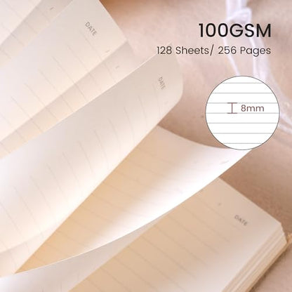 CAGIE Lined Journal Notebook for Women Men, A5 Hardcover Linen Journals for Writing 256 Pages, Aesthetic Womens Diary, Gifts 8.3'' x 5.7'' Light Olive - color: Light Olive