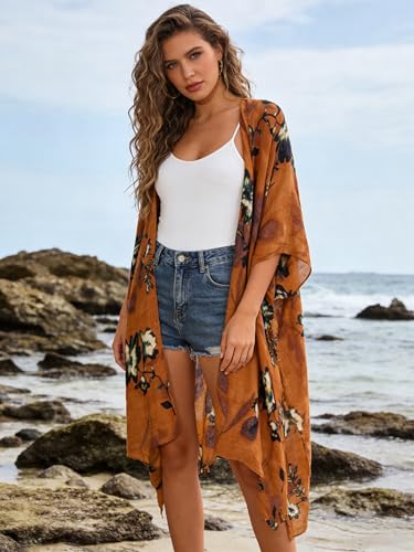 Kimonos for Women Swimsuit Coverups Beach Cover Up Swimwear Cardigan Summer - color: Fuscous