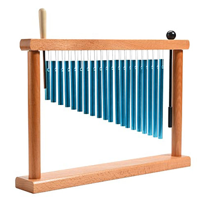 20 Tone Chime Table Top Wind Chime Bell Music Percussion Instrument with Mallet, Blue