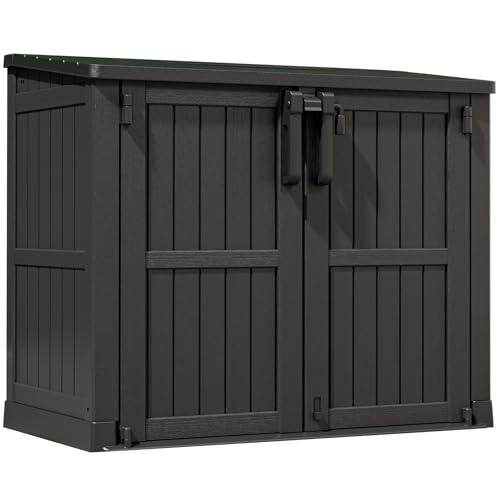 LHBcraft Outdoor Storage Cabinet 37 Cu Ft with Lockable Doors, Portable Horizontal Resin Storage Shed -Easy to Assemble, Waterproof Outdoor Storage Box for Backyards,Patios Black - color: Black, size: 29.1"×51.1"×43.3"