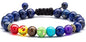 Men Women 8mm Lava Rock Beads Chakra Bracelet Braided Rope Natural Stone Yoga Bracelet Bangle - color: Lapis lazul-21004