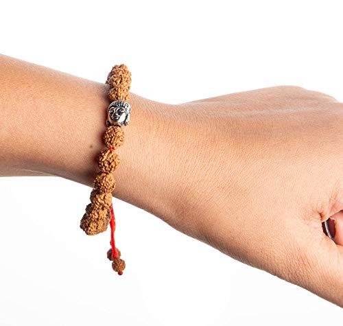 Wonder Care Authentic Rudraksha Mala | 5face Genuine Himalayan Rudraksha bracelet | Rudraksha Bead| Beaded Bracelets for Men | Pendant Necklace with Bead Bracelets - color: Rudraksha Buddha-2pcs