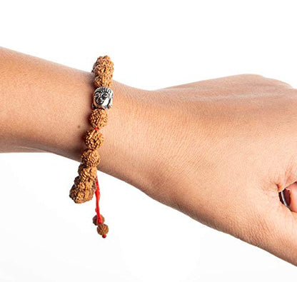 Wonder Care Authentic Rudraksha Mala | 5face Genuine Himalayan Rudraksha bracelet | Rudraksha Bead| Beaded Bracelets for Men | Pendant Necklace with Bead Bracelets - color: Rudraksha Buddha-2pcs