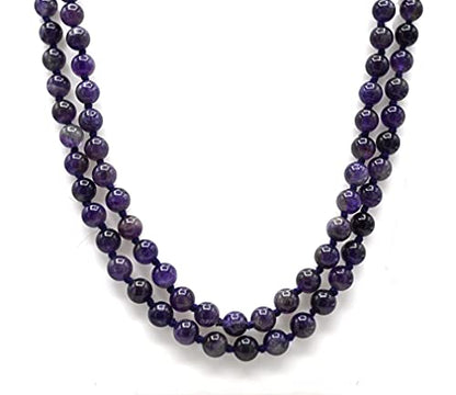 Amazing Gemstone Japa Mala 108 Prayer Beads Necklace and Wrist Mala Bracelet for Meditation - color: Amethyst, size: Hand Knotted
