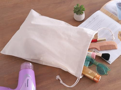 Popular Handicrafts Organic Cotton Dust Proof Storage Bags with Drawstring - Toy - Shoe - Travel - Cloth Bag for Handbags, Purses, & Sneakers - Lint - free Beige (3 Bags - 20"x26") - size: 20"W x 26"H