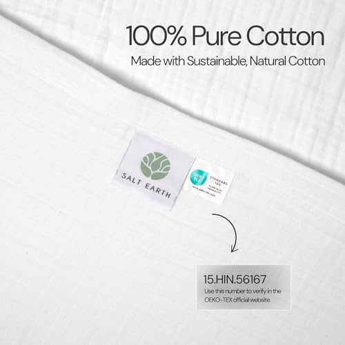 Salt Earth 100% Cotton Muslin Throw Blanket Gauze Blanket 50"X70" Throw 4 Layered for Couch, Bed, Living Room,Lightweight & All Season Blankets & Throws, Easy to wash, Nature & Skin Friendly(White) - color: White, size: 50"X70" Large Throw