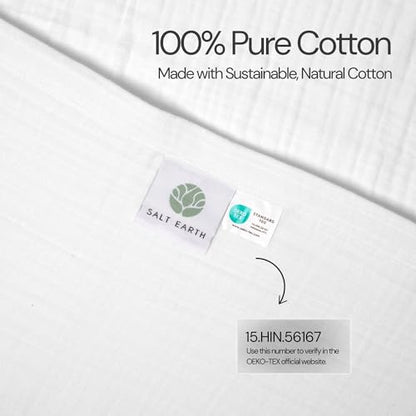 Salt Earth 100% Cotton Muslin Throw Blanket Gauze Blanket 50"X70" Throw 4 Layered for Couch, Bed, Living Room,Lightweight & All Season Blankets & Throws, Easy to wash, Nature & Skin Friendly(White) - color: White, size: 50"X70" Large Throw