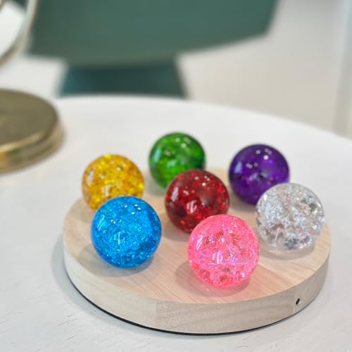 Crystal Crackle Ball with Round LED Base – 7 Color Changing Light Sphere for Healing, Reiki, Chakra Meditation, Night Lamp & Zen Home Decoration Gift(Round) - style: Round