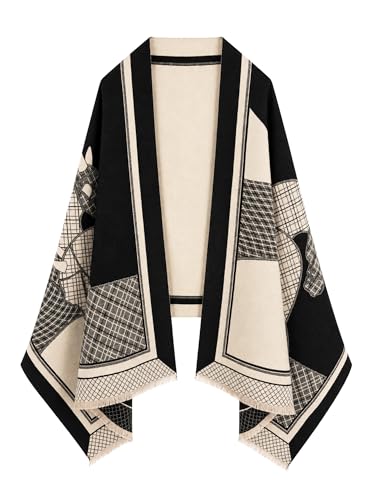 Women's Reversible Pashmina Shawl Wrap for Women Big Scarf Holiday Gifts - color: Black-hazel Brown
