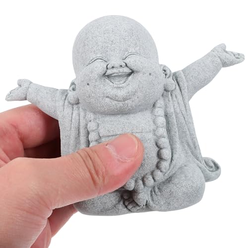 NOLITOY Small Buddha Statue, Meditating Sandstone Buddha Statues Zen Decor for Home Office Fish Tank Accessories Ornament