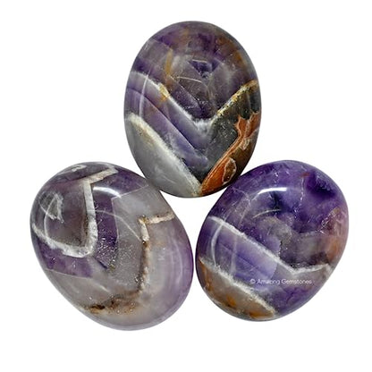Amazing Gemstone Amethyst Chevron Crystals and Healing Stones - Large Palm Stone Crystals Piedra - Crystal for Good Luck, Positive Energy, Meditation - Unique Stocking Stuffers, Gifts for Women, Men - color: Amethyst Chevron