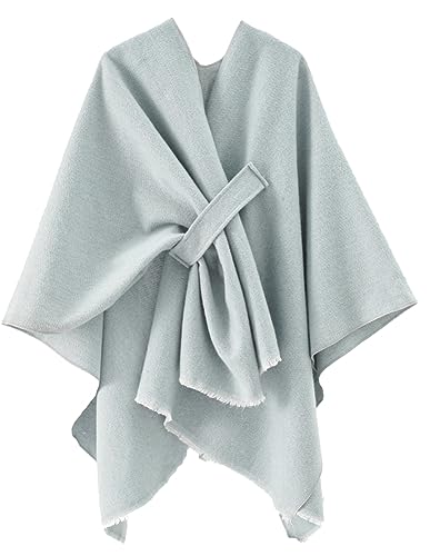 Women's Shawls Wrap Poncho Soft Capes Open Front Cardigan Large Blanket Wraps Shawl Knitted Cloak Cardigan Warm - color: New-lightgrey