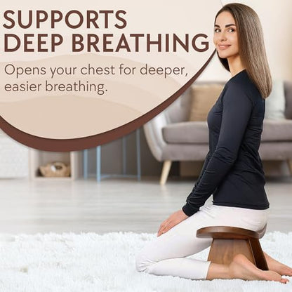 Wood Meditation Ergonomic Kneeling Bench - 16.5" x 8.3" x 7.1" Yoga, Prayer, Meditation Bench - Meditation Stool Made of Strong and Durable Mango Wood - Indoor Outdoor Meditation Seat