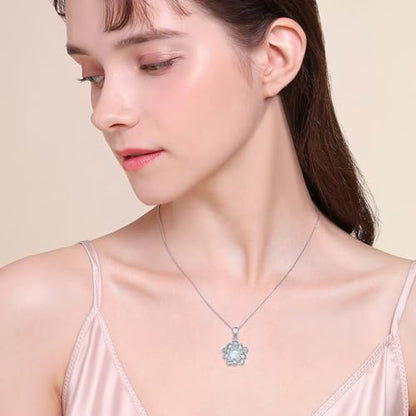 Moonstone Lotus Jewelry Set 925 Sterling Silver Lotus Flower Ring Engraved True Love Waits Natural Healing Buddha Spiritual Yoga Lotus Jewelry Set Gifts for Women - style: Lotus Necklace