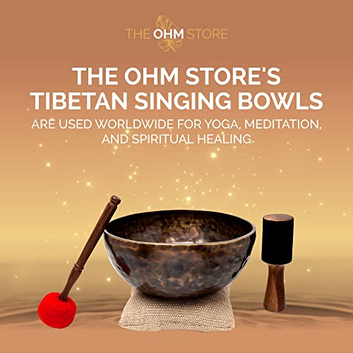 Large Tibetan Singing Bowl Set by Ohm Store — Jupiter Pure Bronze Meditation Sound Bowl 12 Inches, 2 Mallets and a Cushion — Sound Bath Instrument to Enhance Yoga, Prayer, Chakra Healing, and Mindset - color: Jupiter